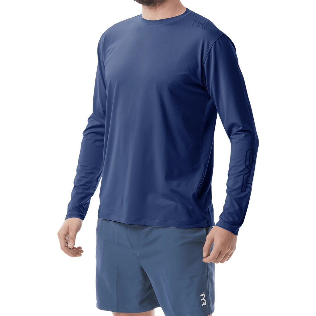 TYR Mens SunDefense Navy Long Sleeve Shirt 3 TYR Mens SunDefense Navy Long Sleeve Shirt