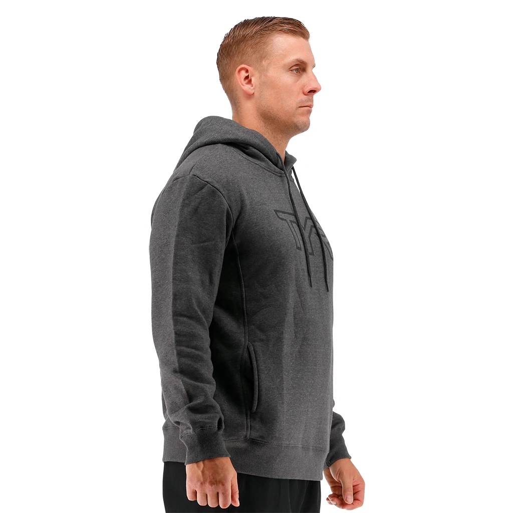 TYR Men Big Outline Logo Hoodie Charcoal Heather/Black 4 TYR Men Big Outline Logo Hoodie Charcoal Heather/Black - Image 2